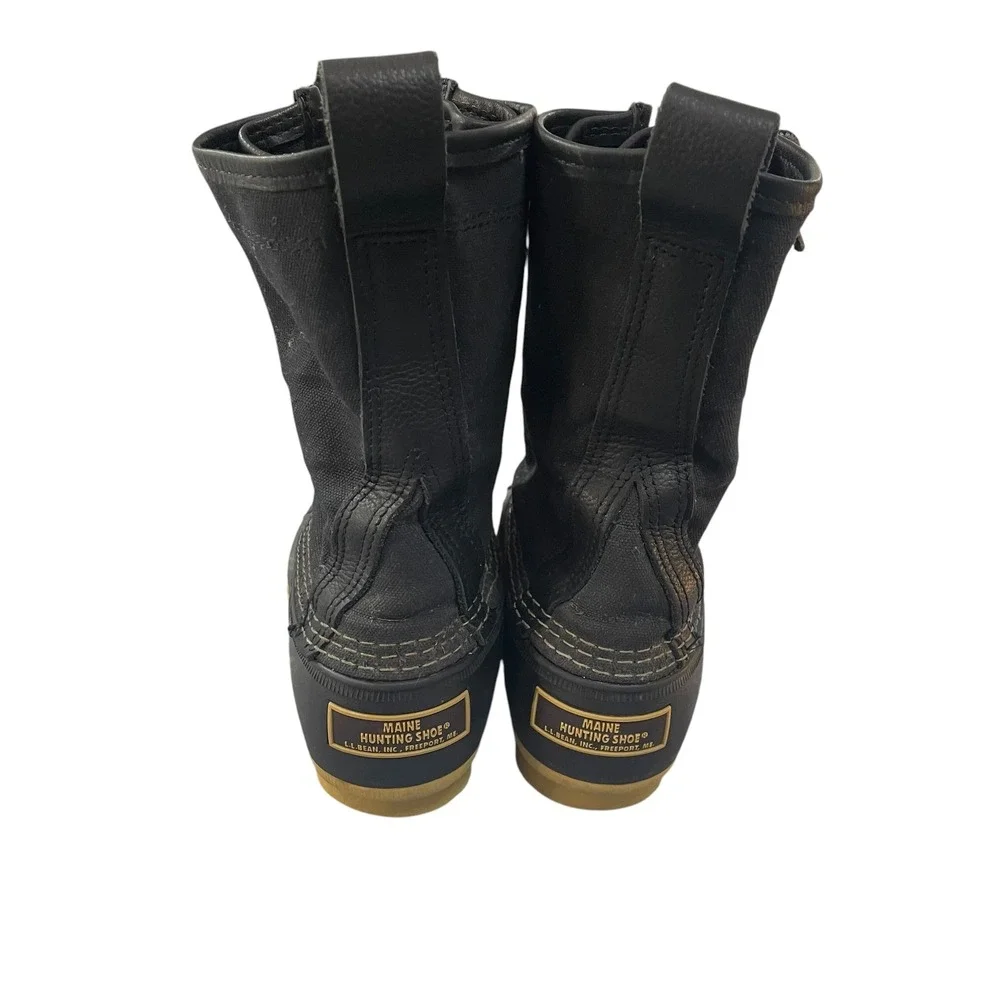 LL Bean Signature Maine Hunting Shoe Black Waxed Canvas Duck Boots Women 7 M